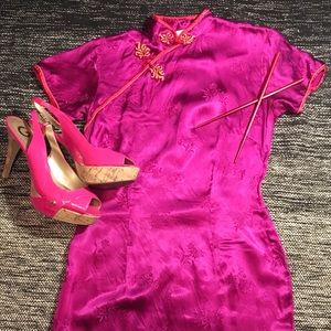 Wine/Magenta Cheongsam/Qipao Chinese Dress